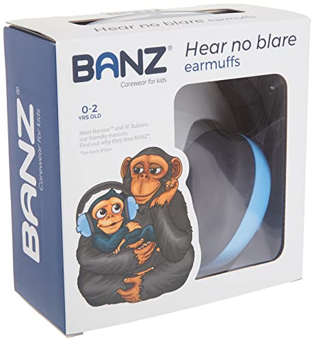 BANZ BABY EAR DEFENDERS, Protector acustico con almohadillas para bebés a partir de 3 años (Azul)
