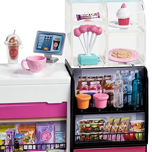 Barbie Cafetería Muñeca con accesorios y máquina para hacer café de juguete (Mattel GMW03)