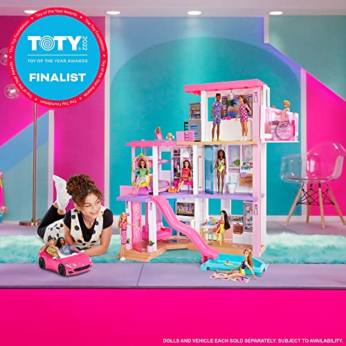 Barbie Casa de Muñecas Dreamhouse - Con Piscina, Tobogán y Ascensor - Luces y Sonido - 75+ Piezas - 104 x 109 cm - Regalo para Niños de 3-7 Años