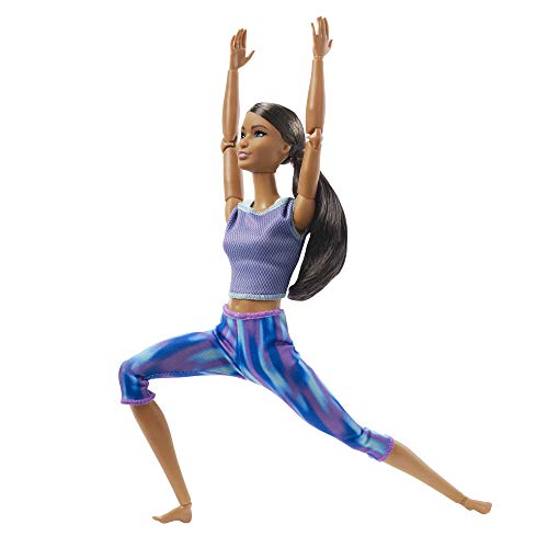 Barbie Movimiento sin límites Muñeca articulada morena con coleta con ropa deportiva de juguete (Mattel GXF06)