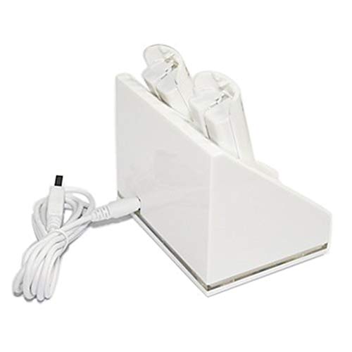 Base de Cargador + 2800 mAh Baterías Recargables para Mandos Wii, YFish Estación Carga Mandos a la Vez, Indicador LED Se Encienda como Que Está Cargando (Blanco-2 Dock)