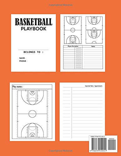 Basketball coach Playbook: A Step-by-Step Guide on How to Lead Your Players, Manage Parents, and Select the Best Formation (Understand basketball) ... Blank Play Design Court Pages (Ball Texture)