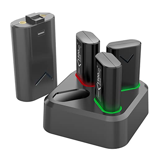 Batería Mando para Xbox Series X, Dr.VIVA 4 × 1500mAh Cargador Mando Kit Carga, Batería Recargable &Cargador Accesorios para Xbox Series X/S/Xbox One X/S/Elite/Xbox Series X/S