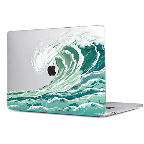Batianda - Carcasa rígida para MacBook Air 13 2020 2019 2018 M1 A2337 A1932 A2179 con Touch ID Funda protectora de plástico para ordenador portátil, cubierta rígida con piel de teclado, ola verde