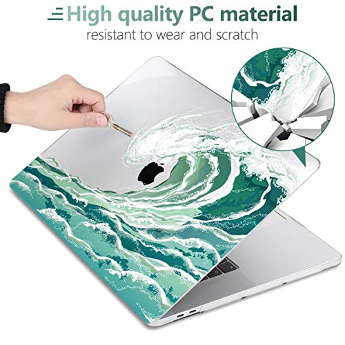 Batianda - Carcasa rígida para MacBook Air 13 2020 2019 2018 M1 A2337 A1932 A2179 con Touch ID Funda protectora de plástico para ordenador portátil, cubierta rígida con piel de teclado, ola verde