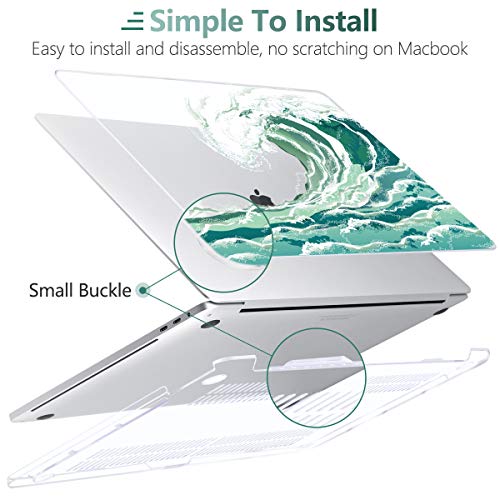 Batianda - Carcasa rígida para MacBook Air 13 2020 2019 2018 M1 A2337 A1932 A2179 con Touch ID Funda protectora de plástico para ordenador portátil, cubierta rígida con piel de teclado, ola verde