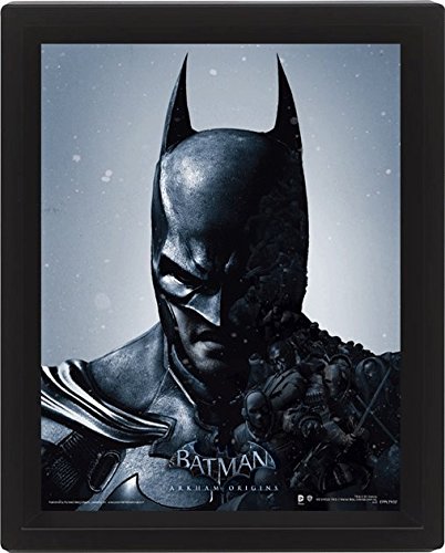 Batman Arkham Origins 10 x 20,32 cm de Batman con Marco con Tapa 3D Póster, Multi-Color