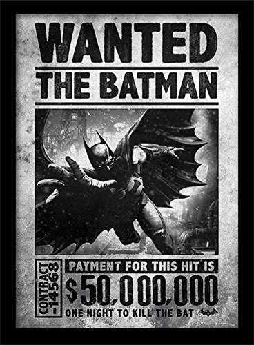 Batman Arkham Origins 30 x 40 cm Wanted impresión enmarcada