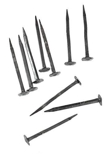 Battle-Merchant - Clavos forja grandes - Clavos decorativos forjados de hierro - Acabado antiguo - Negro - 7,5 cm de largo - Juego de 10 unidades