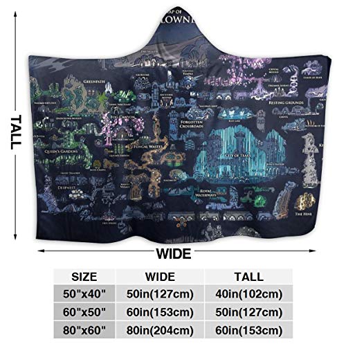 Baulred Hollow Knight Map - Manta con capucha ultra suave de 50 pulgadas x 100 pulgadas para adultos, capa adecuada para ver televisión en la cama o el sofá