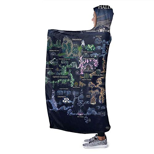 Baulred Hollow Knight Map - Manta con capucha ultra suave de 50 pulgadas x 100 pulgadas para adultos, capa adecuada para ver televisión en la cama o el sofá
