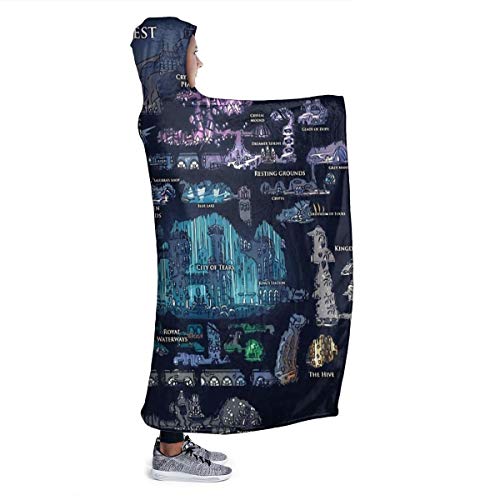 Baulred Hollow Knight Map - Manta con capucha ultra suave de 50 pulgadas x 100 pulgadas para adultos, capa adecuada para ver televisión en la cama o el sofá