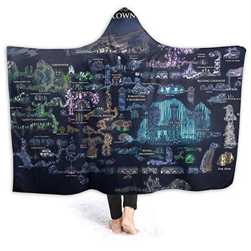 Baulred Hollow Knight Map - Manta con capucha ultra suave de 50 pulgadas x 100 pulgadas para adultos, capa adecuada para ver televisión en la cama o el sofá