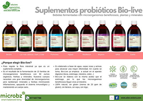 Bebida fermentada BIO-LIVE GOLD para restaurar la flora intestinal o microbiota, y fortalecer el sistema inmunológico