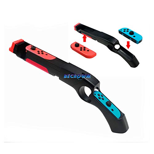 BECROWMEU Pistola de disparo para Nintendo Switch Joy-Con Controlador de Pistola de Juego Apretones Compatible con Nintendo Switch Joycon Wii Remote Nunchuck Shoot Sport Games