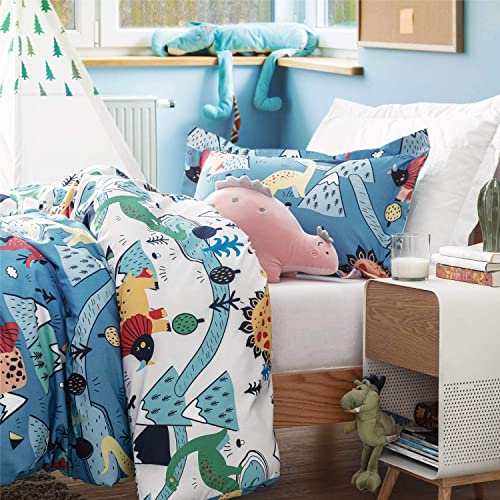 Bedsure Funda Nordica Cama 90 Infantil - Funda Edredon 140x200 cm con Funda Almohada 50x75 cm, Juego de Cama Juvenil 2 Piezas, Estampado de Dinosaurio, Reversible y Suave