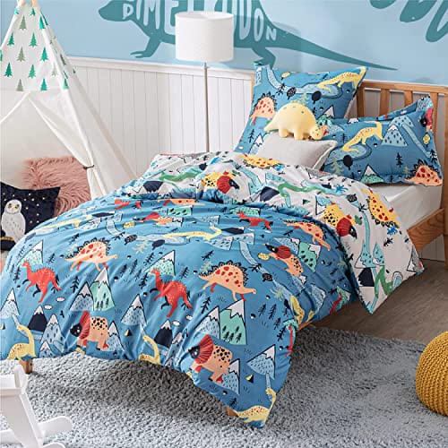 Bedsure Funda Nordica Cama 90 Infantil - Funda Edredon 140x200 cm con Funda Almohada 50x75 cm, Juego de Cama Juvenil 2 Piezas, Estampado de Dinosaurio, Reversible y Suave