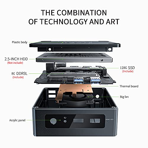 Beelink GK35 Mini PC Windows 10, Mini Ordenadores de sobremesa con Apollo Lake Celeron J3455, 8GB DDR3L + 128GB SSD, 2.4GHz + 5.8GHz WiFi, 1000Mbps, Dual HDMI, BT 4.0
