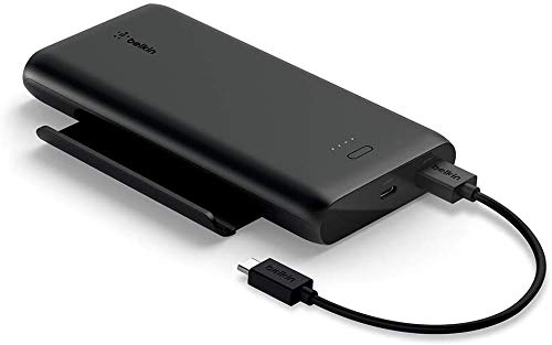 Belkin batería externa 10K con soporte Boost Charge para videojuegos (soporte integrado retractable para smartphone, puertos USB-C and USB, para iPhone 13, 13 Pro, 13 Pro Max, 13 mini y otros), negro