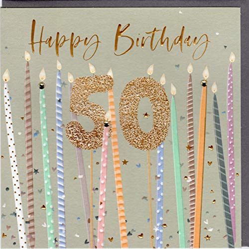 Belly Button Designs Tarjeta de felicitación de 50 cumpleaños (dorada)
