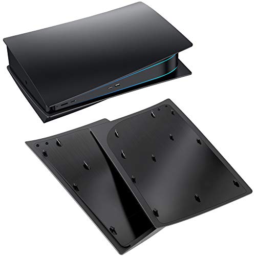 Benazcap PS5 Faceplates Funda de Carcasa Negra Placa de Repuesto para Disco Playstation 5, Placas Laterales Duras a Prueba de Golpes Funda de Carcasa para Consola de Versión de Disco PS5 - Negro Mate