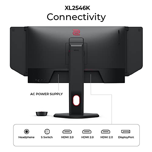 BenQ Zowie XL2546K - Monitor Gaming de 24.5" (240 Hz, DyAc+, regulación Flexible de Altura e inclinación, XL Setting to Share, menú rápido Personalizable, S-Swich, Escudo) Gris Oscuro