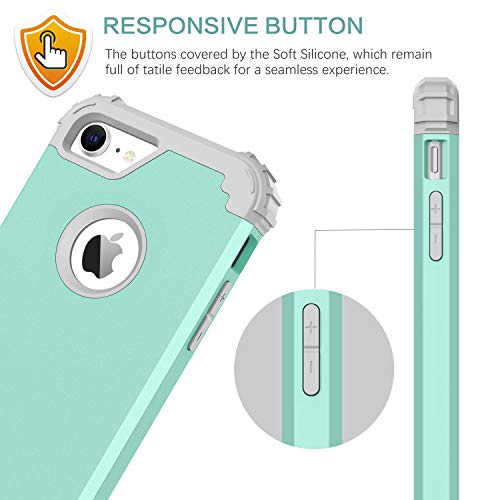 BENTOBEN Funda Compatible iPhone 7, Funda iPhone 8, 3 en 1 Carcasa Combinada PC Dura y Silicona TPU Suave Fuerte Resistente PC Bumper Anti-Golpes Cover Protectora Fundas para iPhone 7/8 (4.7'')