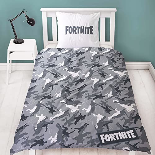 BERONAGE Fortnite - Juego de cama reversible (135 x 200 cm + 80 x 80 cm, 100 % algodón, linón renforcé), diseño de Batalla Royale Loot Lama Dance Lake Salty Tilted Skins 2 diseños con cremallera