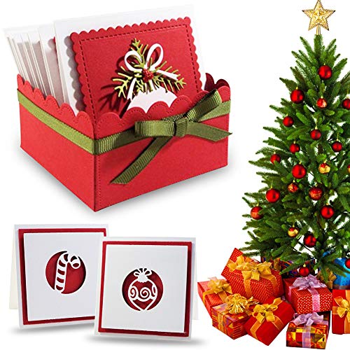 BESLIME Metal Christmas Cutting Dies ,Christmas Tree Die Cuts Stencil for DIY Scrapbooking Paper Cards Craft Emboss Xmas Card Handicrafts Decor Silver,14PCS