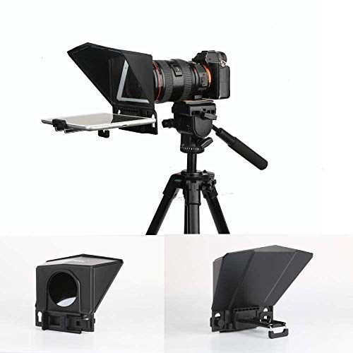 Bestview T2 Teleprompter Smartphones Tableta Cámaras DSLR Transmisor en Vivo Entrevista Prompter con Control Remoto y 9 tamaños Anillos de Montaje de Lente (versión Mejorada)