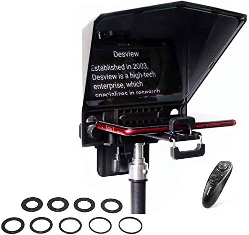 Bestview T2 Teleprompter Smartphones Tableta Cámaras DSLR Transmisor en Vivo Entrevista Prompter con Control Remoto y 9 tamaños Anillos de Montaje de Lente (versión Mejorada)