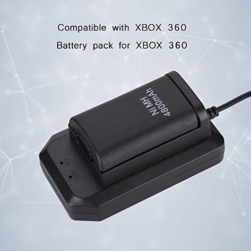 Bewinner Kit de Baterías Recargables para Xbox 360 Batería de Xbox 360 con Cable de Carga USB y Base de Carga, 4800mah Baterías Recargable de Reemplazo de 4800 mah para Controlador Xbox 360