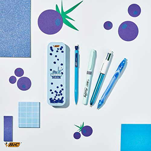 BIC Summer Blue Box: bolígrafo de gel (0,7 mm), portaminas, bolígrafo de 4 colores (1,00 mm), subrayador, azul, juego de 4 unidades