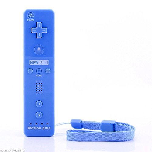 BIGFOX 2 en 1 Mando Plus con Motion Plus y Nunchunk para Nintendo Wii / Wii U (Opcional a Seis Colores) y Funda de Silicona - Azul Marino