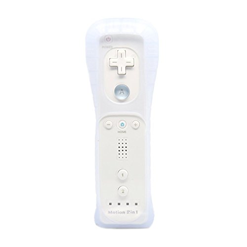 BIGFOX 2 en 1 Mando Plus con Motion Plus y Nunchunk para Nintendo Wii / Wii U (Opcional a Seis Colores) y Funda de Silicona - Blanco