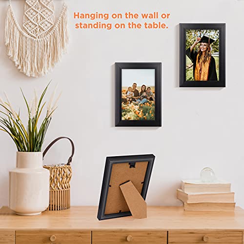 Bigqin Marco de fotos de 15 x 20 cm, juego de marcos de fotos decorativos con soporte y gancho para certificados de dibujo de fotos, rompecabezas, sala de estar, 2 unidades, negro