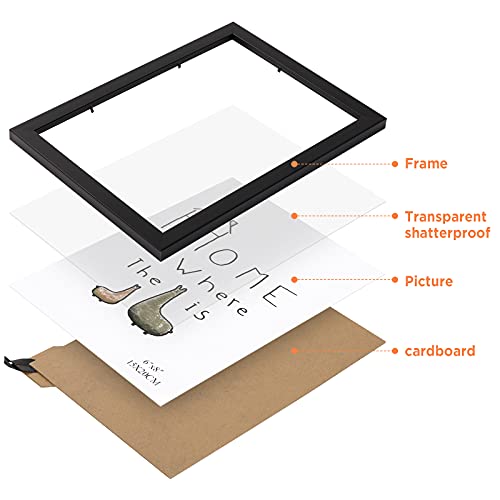 Bigqin Marco de fotos de 15 x 20 cm, juego de marcos de fotos decorativos con soporte y gancho para certificados de dibujo de fotos, rompecabezas, sala de estar, 2 unidades, negro