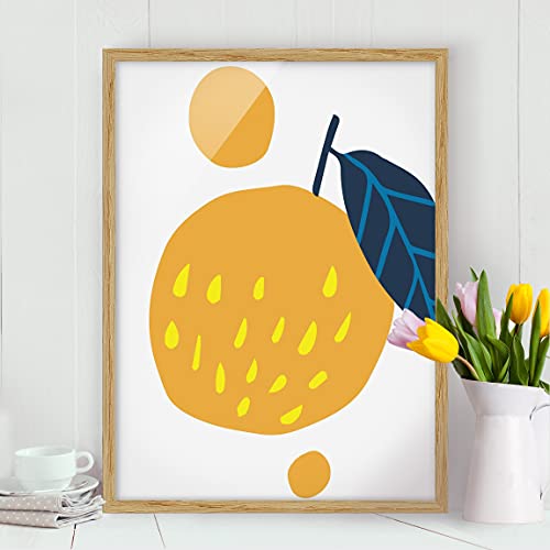 Bilderwelten Póster Enmarcado - Abstract Shapes - Orange - Madera de encina - sin passepartout, 100cm x 70cm