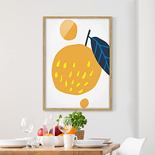 Bilderwelten Póster Enmarcado - Abstract Shapes - Orange - Madera de encina - sin passepartout, 100cm x 70cm