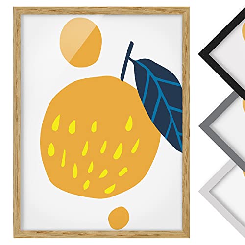 Bilderwelten Póster Enmarcado - Abstract Shapes - Orange - Madera de encina - sin passepartout, 100cm x 70cm