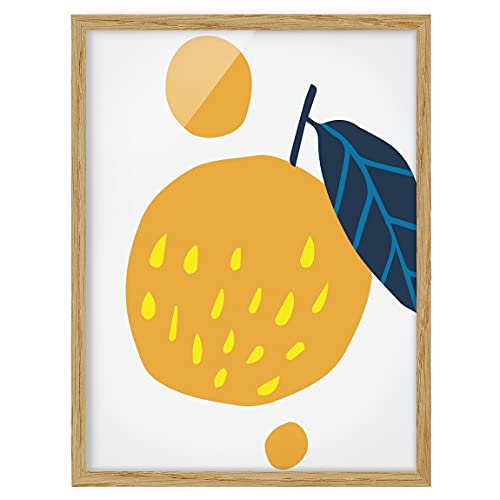 Bilderwelten Póster Enmarcado - Abstract Shapes - Orange - Madera de encina - sin passepartout, 100cm x 70cm