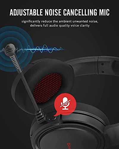 BINNUNE Cascos Inalambricos Gaming Auriculares Bluetooth con Micro para PS4 PS5 PC Playstation 4 5, Batería de 48 Horas, Wireless Headset Gamer con Microfono