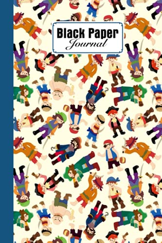 Black Paper Journal: Black Pages Notebook Pirate, Black Paper Lined Journal - Pirate Cover - Small (6x9) - 120 Pages - For Writing with Metallic Gel Pens | by Konstanze Fleischmann