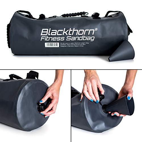 Blackthorn Fitness saco de arena con 6 variantes de asas I puede llenarse individualmente hasta 30 kg I a prueba de fugas y robusto I saco de pesas para el entrenamiento físico