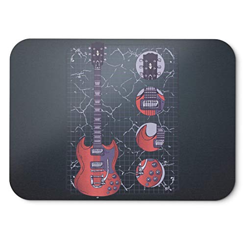 BLAK TEE Electric Guitar Blueprint Mouse Pad 18 x 22 cm in 3 Colours Black