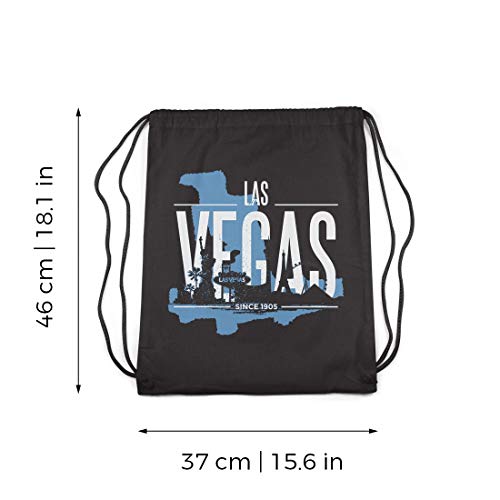 BLAK TEE Las Vegas USA Skyline Organic Cotton Drawstring Gym Bag Black
