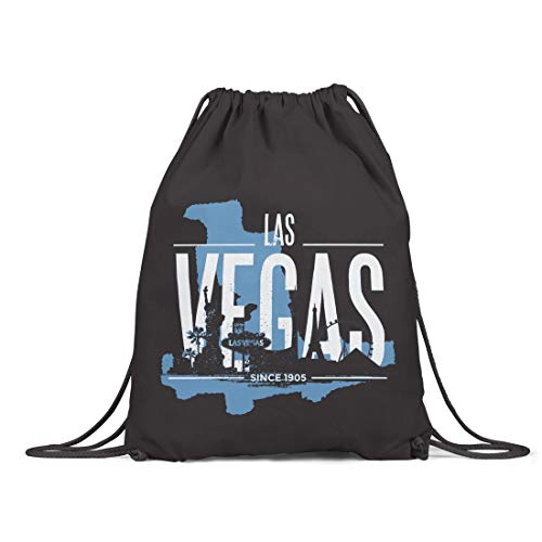 BLAK TEE Las Vegas USA Skyline Organic Cotton Drawstring Gym Bag Black
