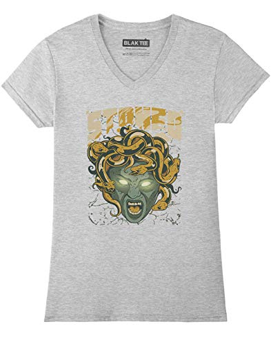 BLAK TEE Mujer Ancient Medusa Stoned by Weed Camiseta V-Neck S