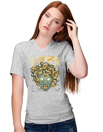 BLAK TEE Mujer Ancient Medusa Stoned by Weed Camiseta V-Neck S