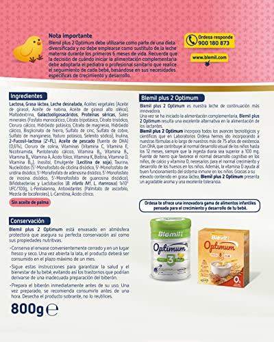Blemil Plus 2 Optimum ProTech - Leche de continuación en polvo, Desde los 6 Meses, 800g